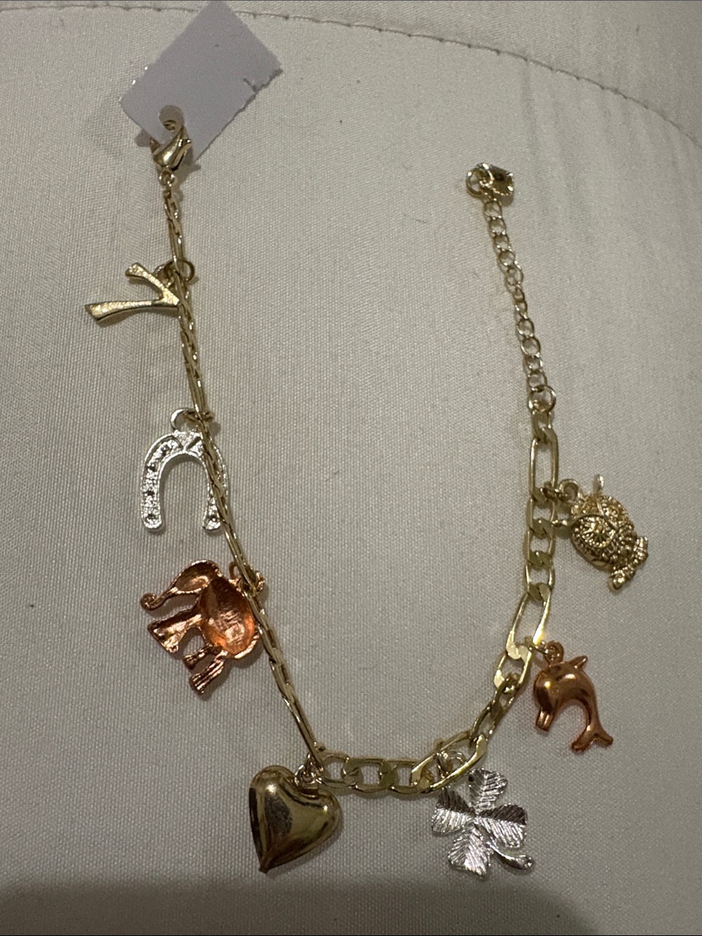 Gold-Tone Charm Bracelet with Mixed Metal Charms